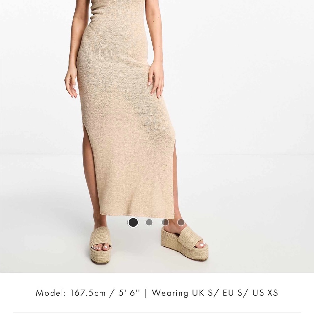 Stradivarius One Shoulder Tan Dress